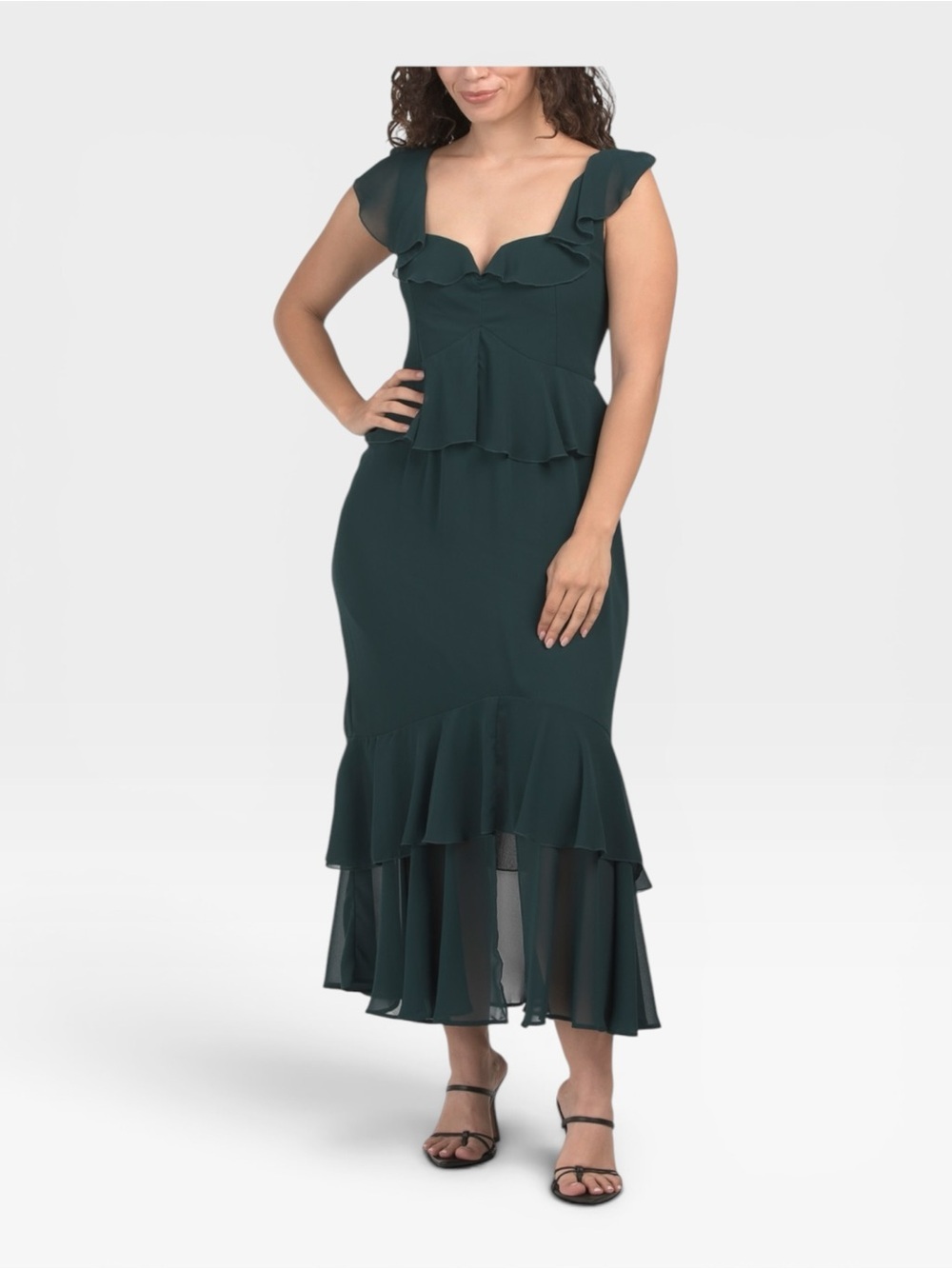 NWT Show Me Your MuMu Reese Ruffle Dress Emerald Green XXS